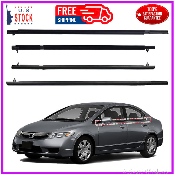 Car Window Weather Stripping Molding Trim Belt, for Honda Civic 2006-2011 Sedan