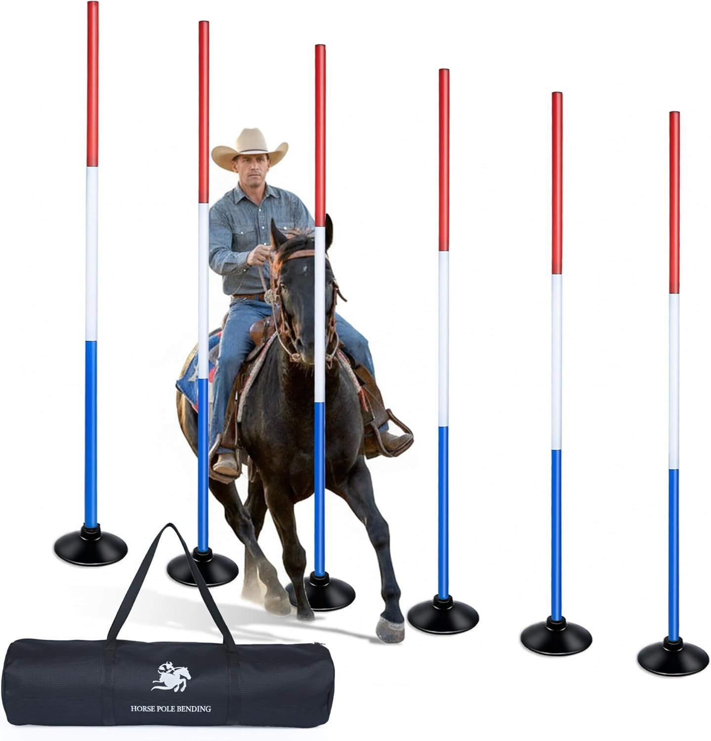 Inoreal 6 Pcs 6FT Pole Bending Poles for Horses, Adjustable Equestrian Sports T