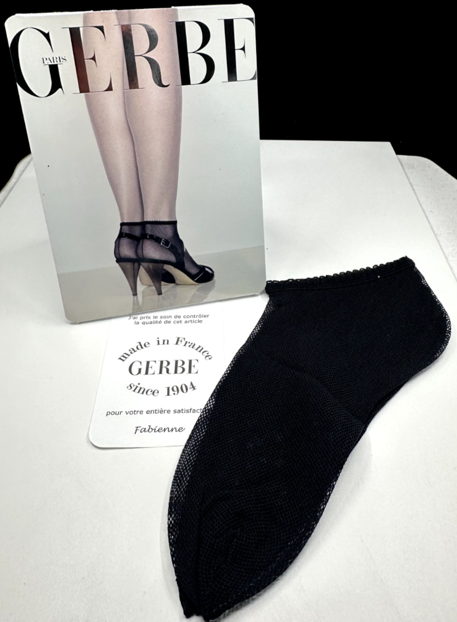 Gerbe Socquette Ankle Socks Noir  Made in France New With Tags(Choose Size)