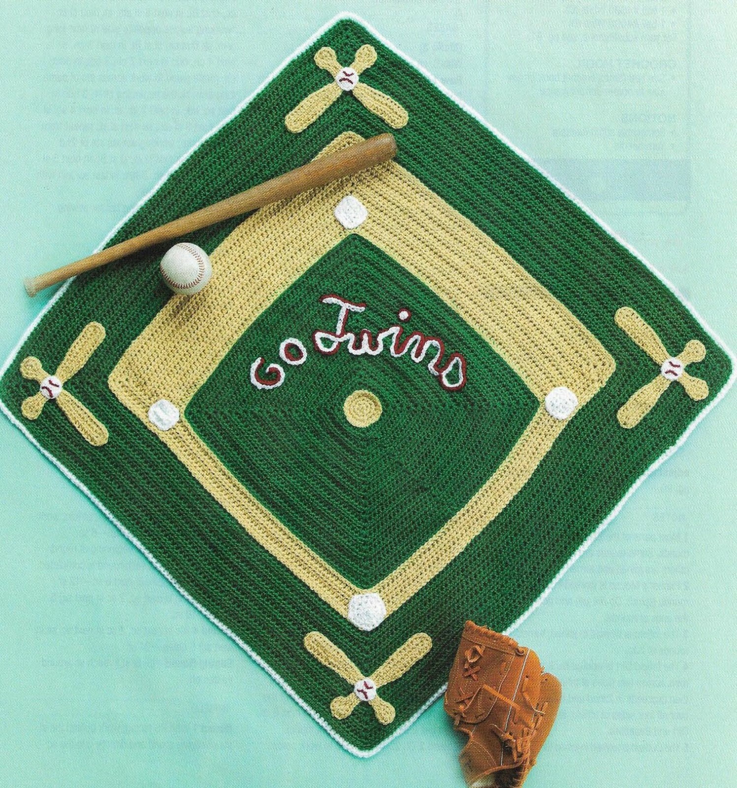HOME RUN BLANKET BASEBALL AFGHAN CROCHET PATTERN INSTRUCTIONS
