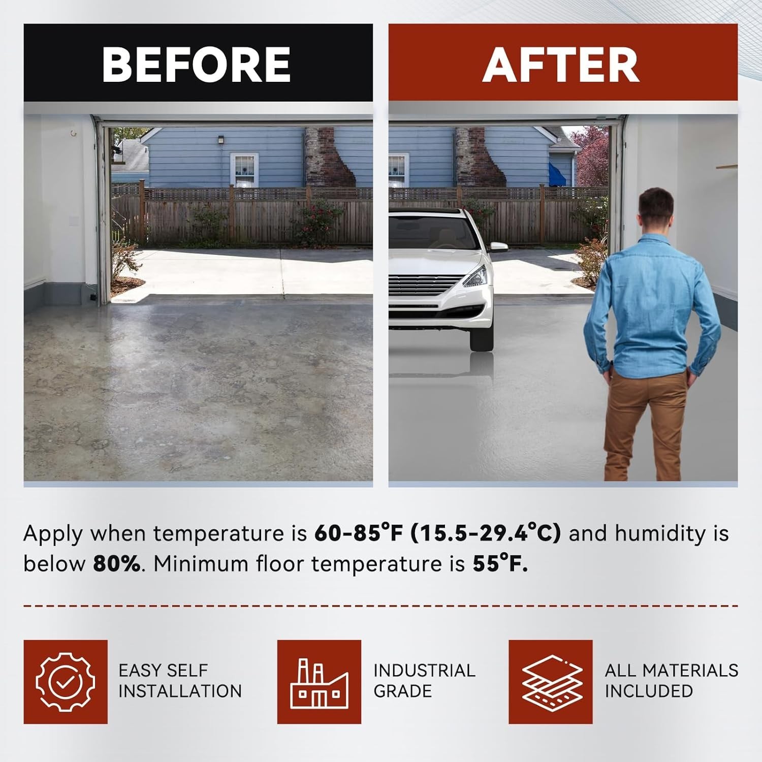Garage Floor Epoxy Kit, Garage Floor Paint with Tools, Epoxy Coating for Conc...