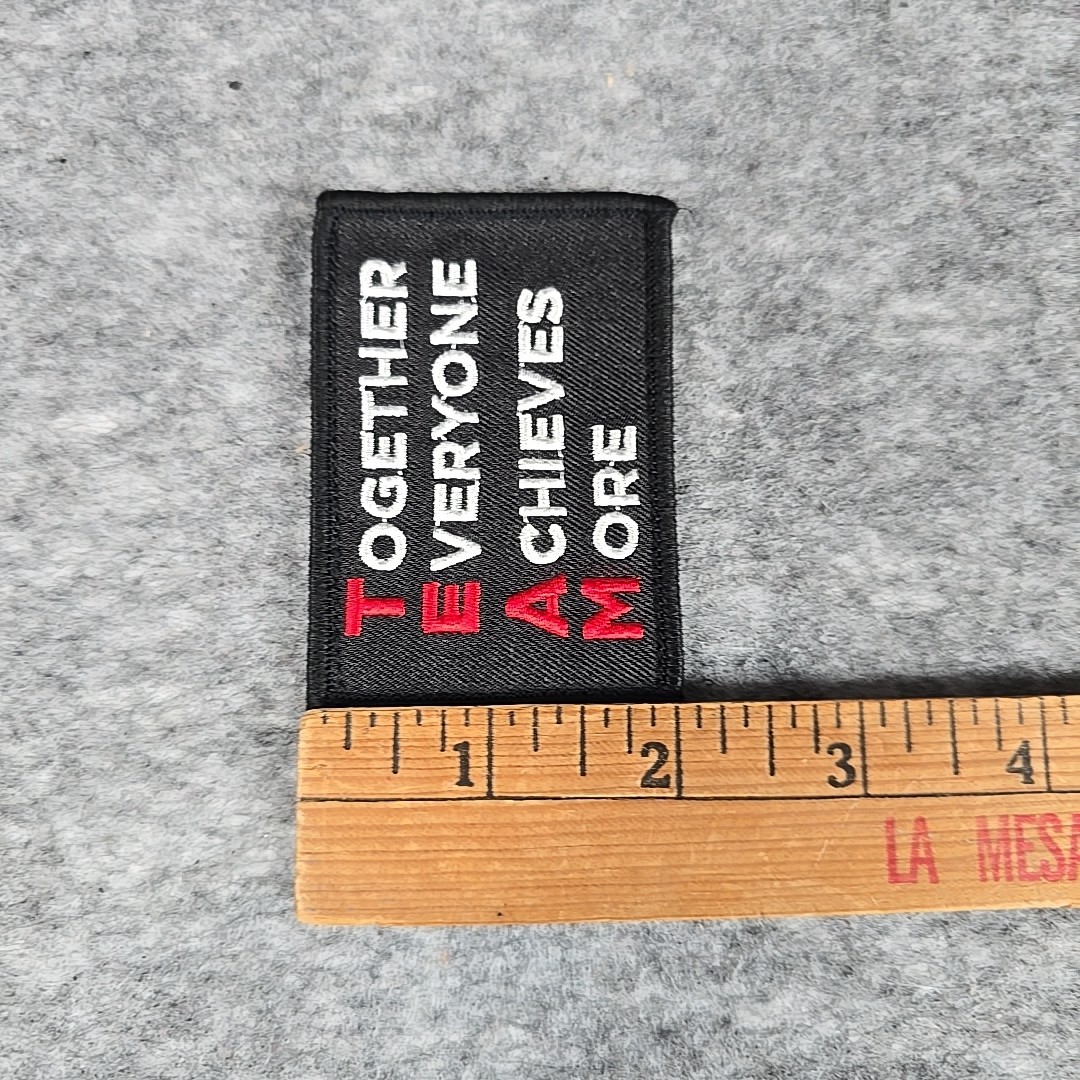 Black Embroidered Morale Patch "TEAM" Together Everyone Achieves More 2x3 Hook