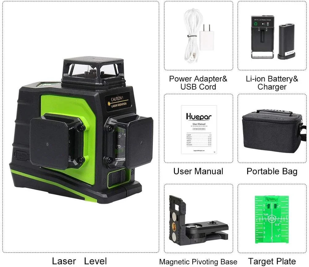 12 Lines 3D Cross Line Laser Level Kit Self-Leveling 360° Vertical Horizontal