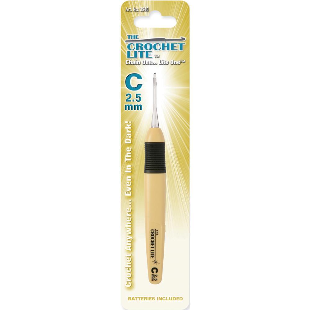 THE CROCHET LITE Crochet Hook Size C or 2.5 mm Crochet Light Up Crochet Hook NEW