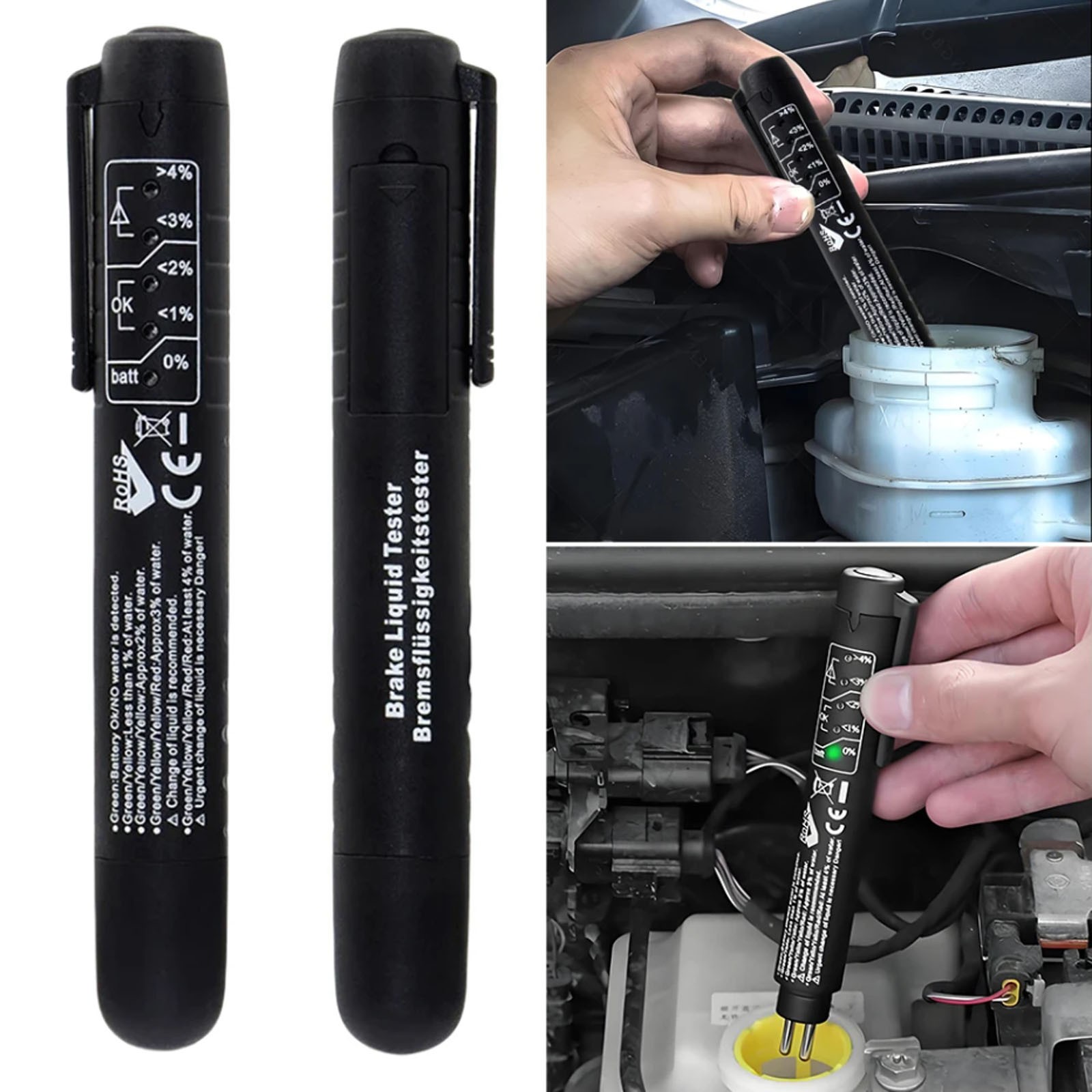 Brake Fluid Tester Pen 5 LED Car Oil Moisture Diagnostic Tool For DOT5