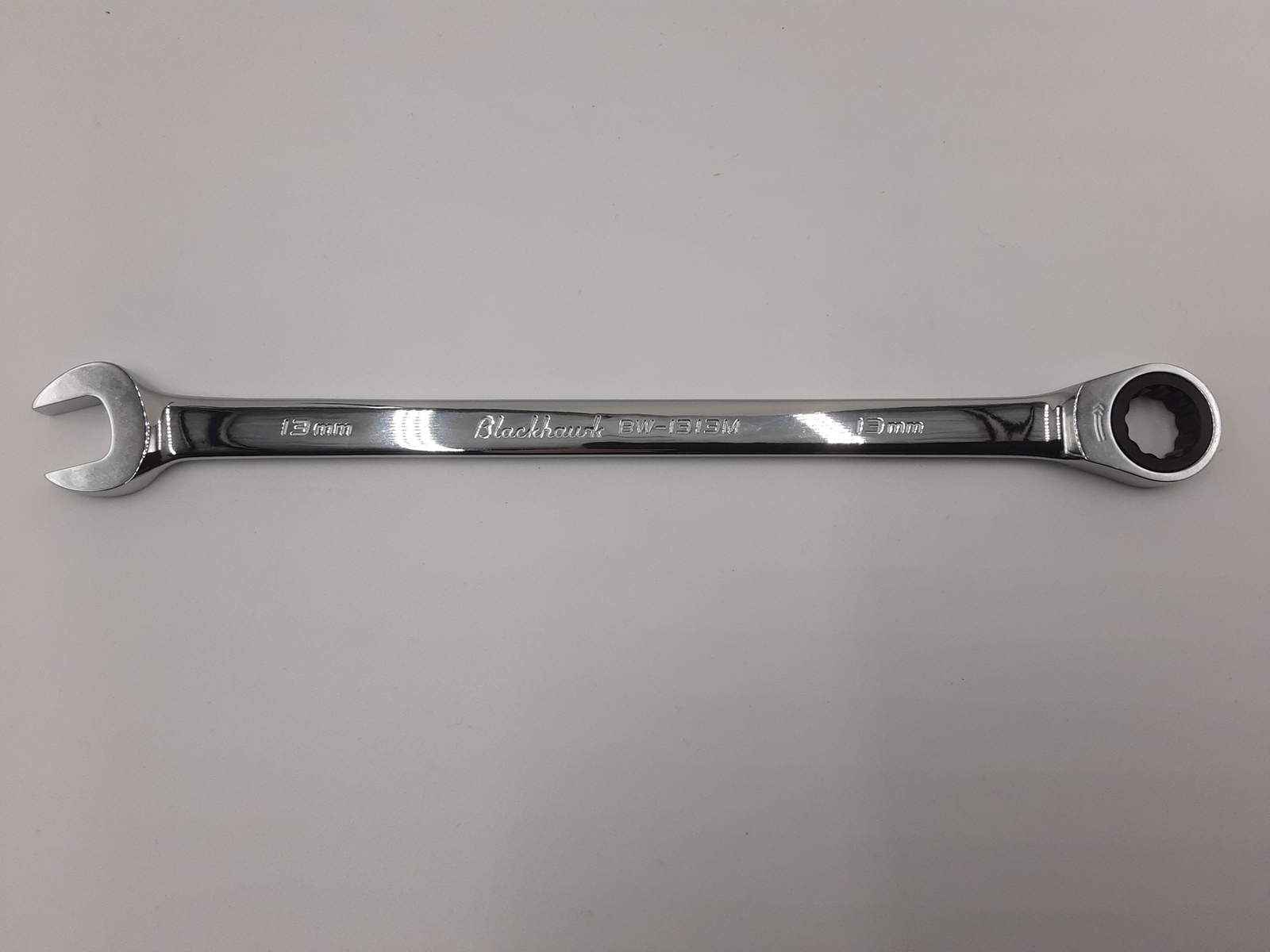 Blackhawk BW-1313M Full Polish XL Combination Non-Reversible Ratcheting Wrench -