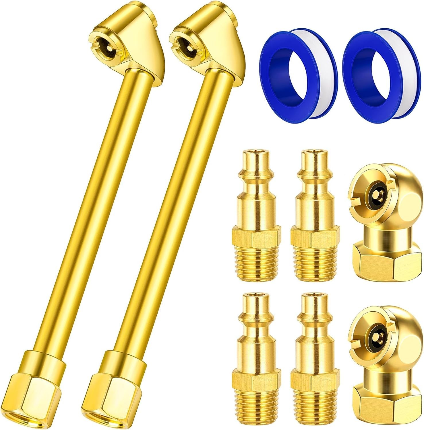 2 Pack Heavy Duty Air Chuck Set-1/4 Inch Female NPT Closed Ball tire Chuck, Dual