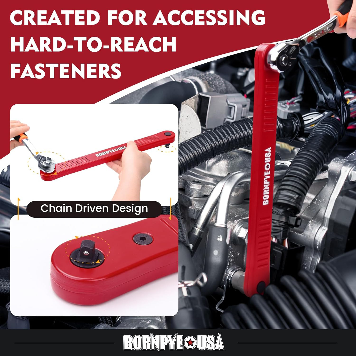 Offset Extension Wrench Set, Impact Ready Socket Wrench Extender Tool with Versa