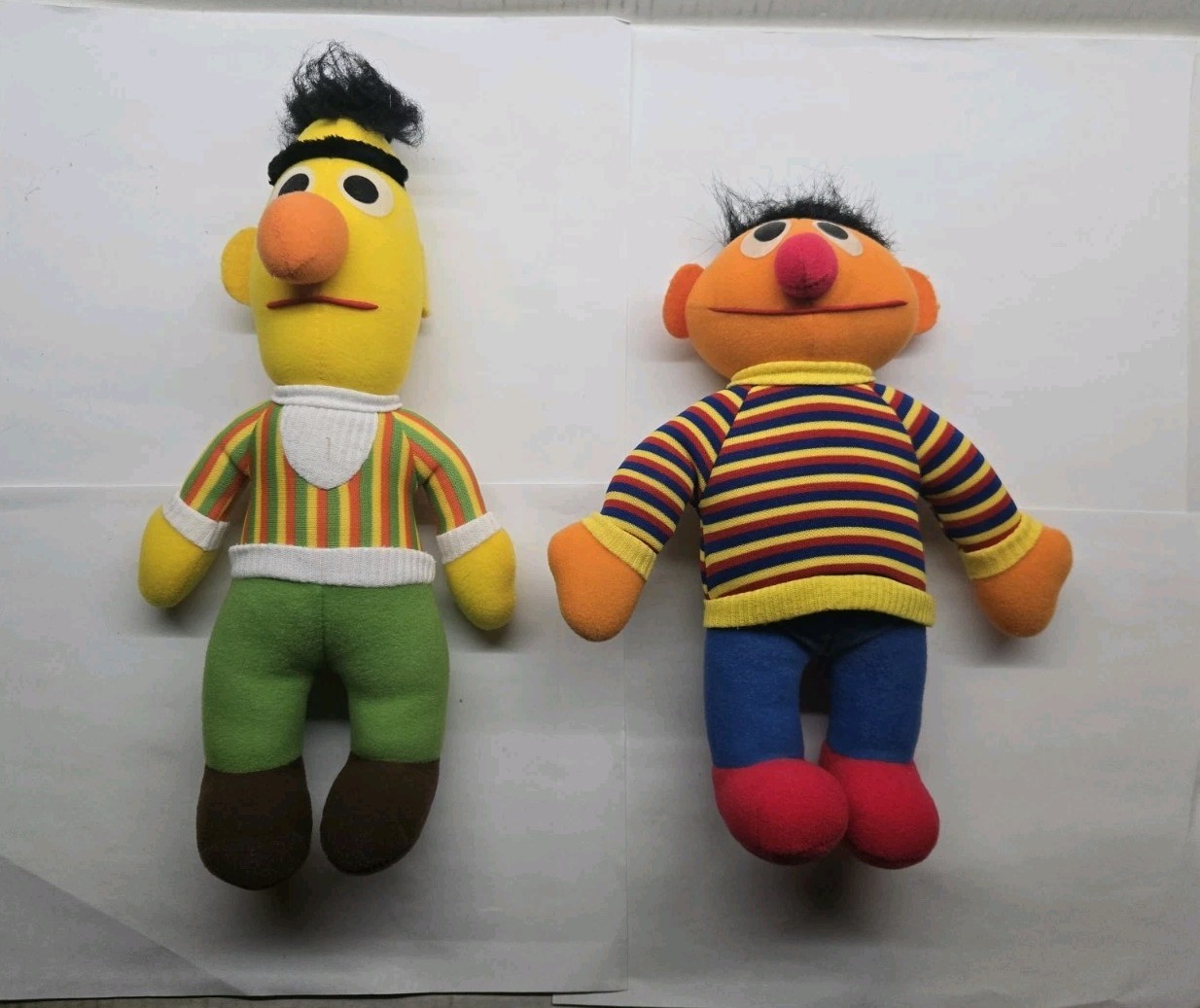 Vintage 1985 Sesame Street Bert & Ernie Playskool Plush Dolls Frayed Tags