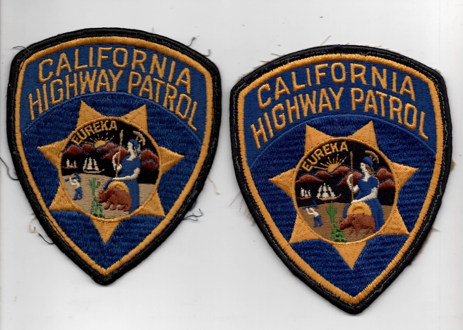 Two Original Vintage Obsolete California Highway Patrol Patches