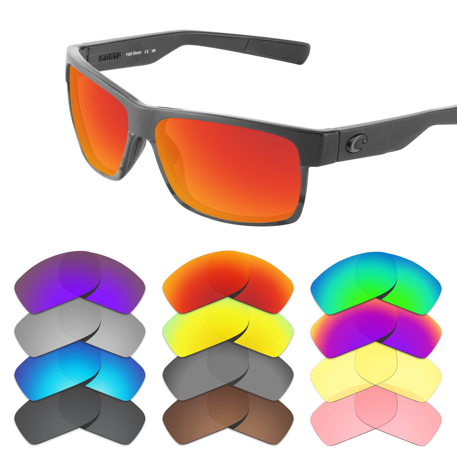 EYAR Polarized Replacement Lenses for-Costa Del Mar Half Moon Sunglasses