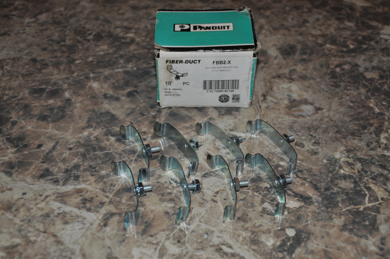 Lot of (8) Panduit Fiber-Duct Boltless Snap Brackets for 2x2 duct - FBB2, FBB4
