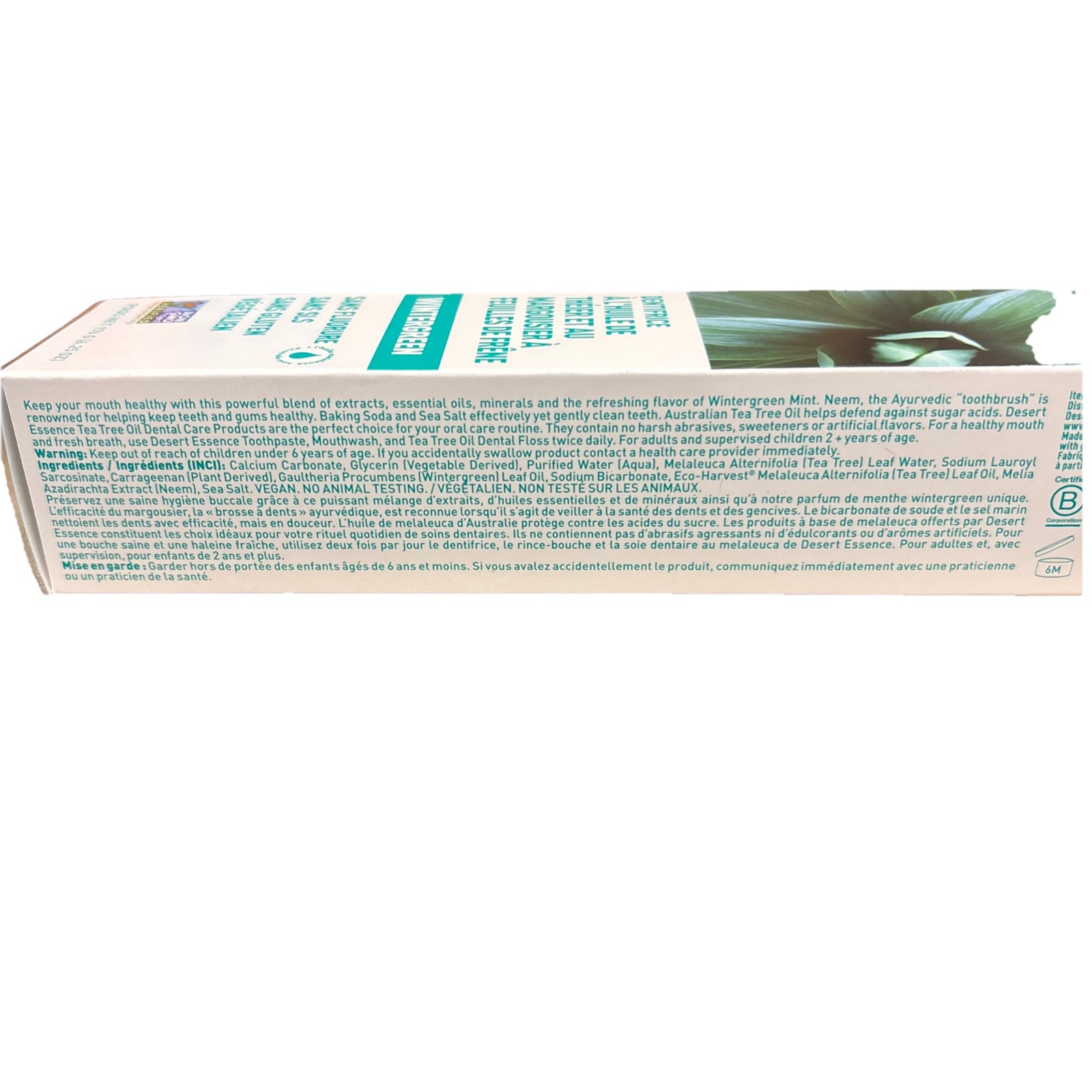 Desert Essence Tea Tree Oil & Neem Toothpaste - Wintergreen 6.25 oz Paste