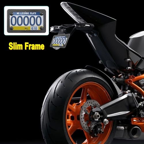 Motorcycle License Plate Frame Carbon Fiber, Stainless Steel Tag Carbon Pattern