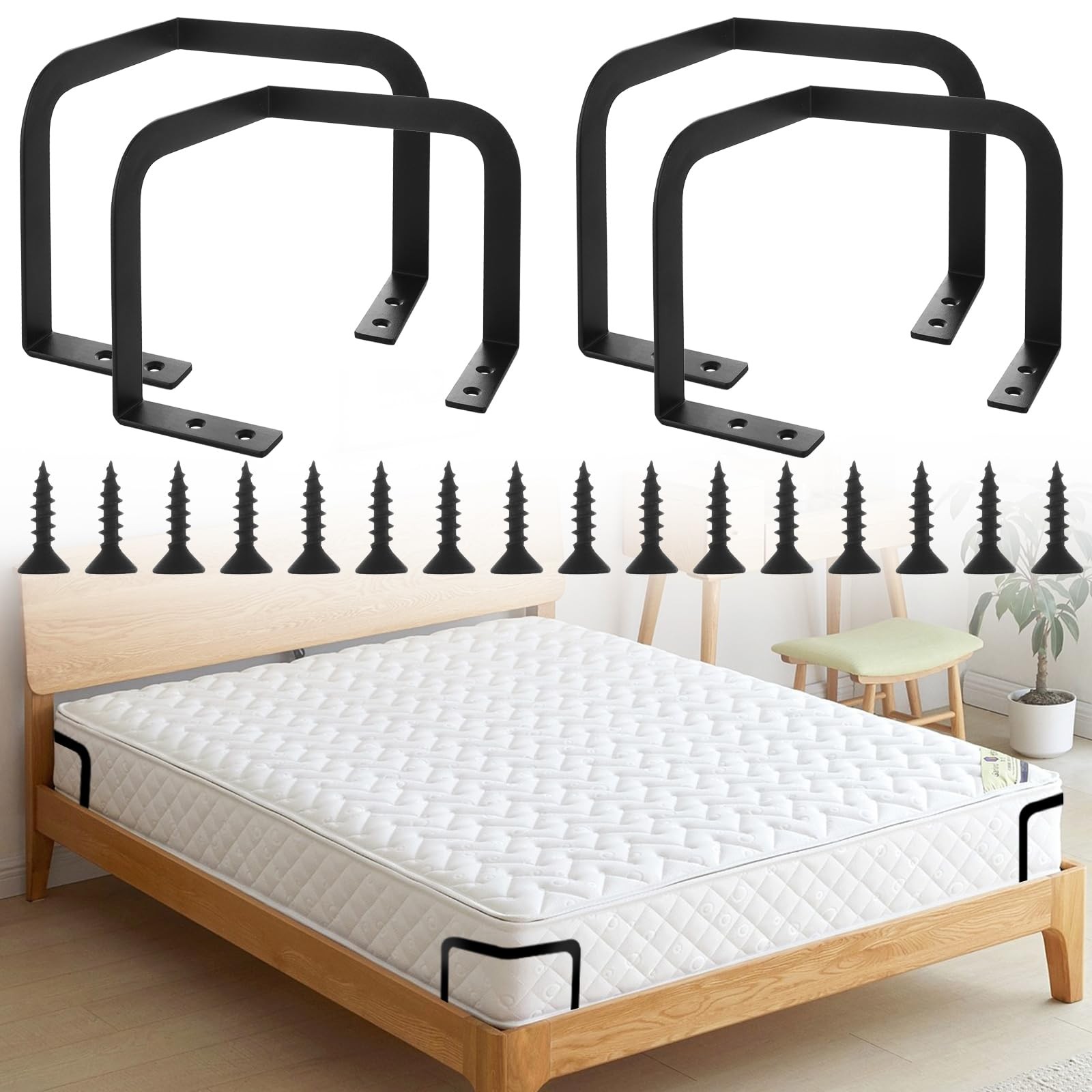 4PCS Metal Mattress Slide Stopper, Mattresses Retainer Bar for Adjustable Beds,