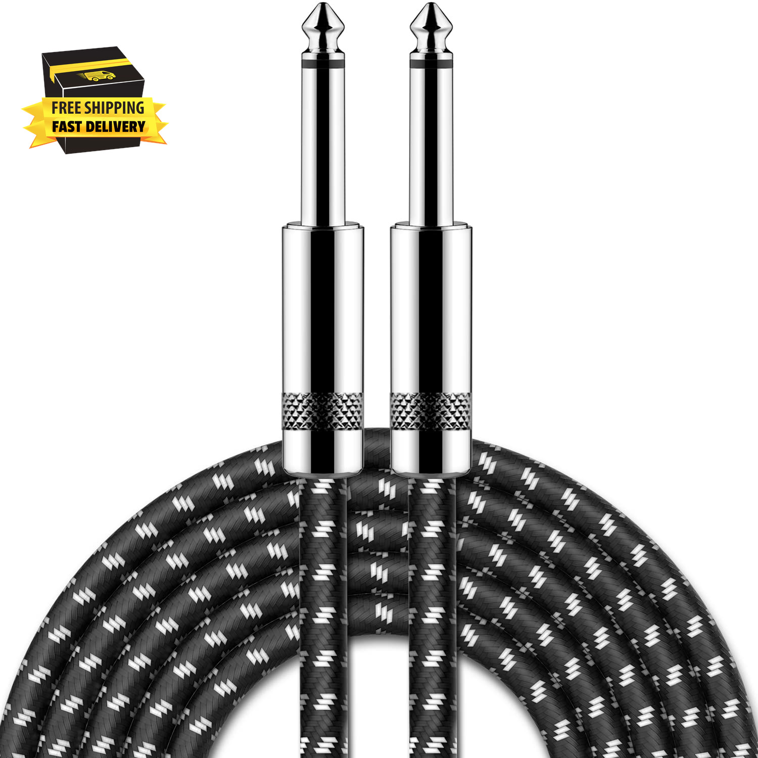 Guitar Cable 10 Ft Electric Instrument Cable Bass AMP Cord 1/4 Straight to Strai