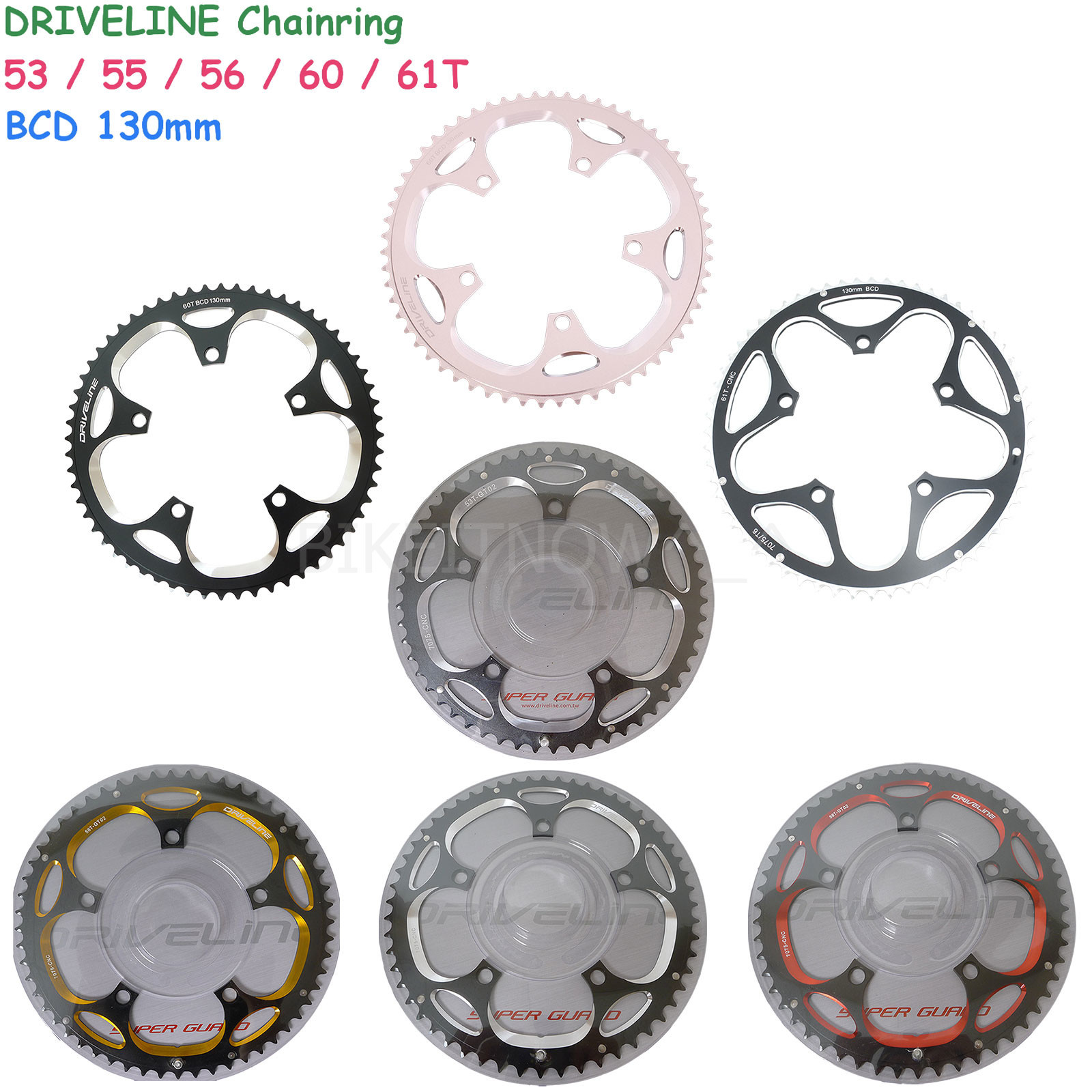 DRIVELINE Bike Bicycle Chainring 61/60/56/55/53T,fit BCD:130MM Crank
