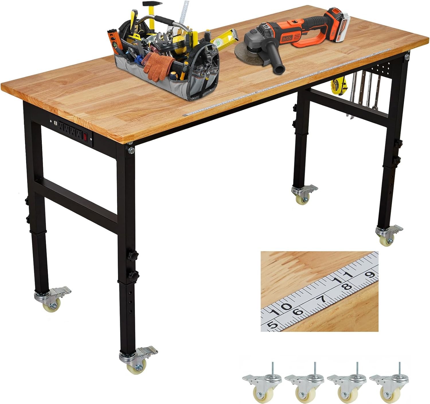 48" x 24" Work Bench with Power Outlet, Scales, 2200 LBS Load Adjustable Heights