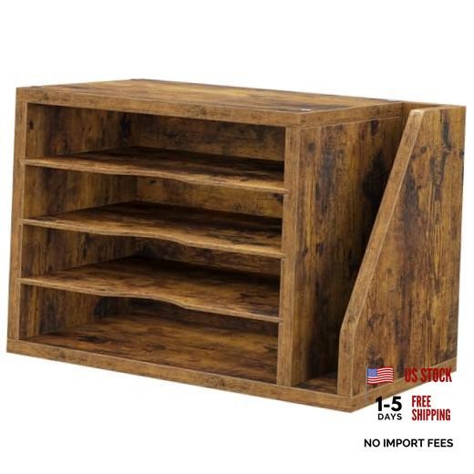 Mail Sorter, File Organizer Desktop, 15.83"L x 9.25"W x 11.1"H Rustic Brown