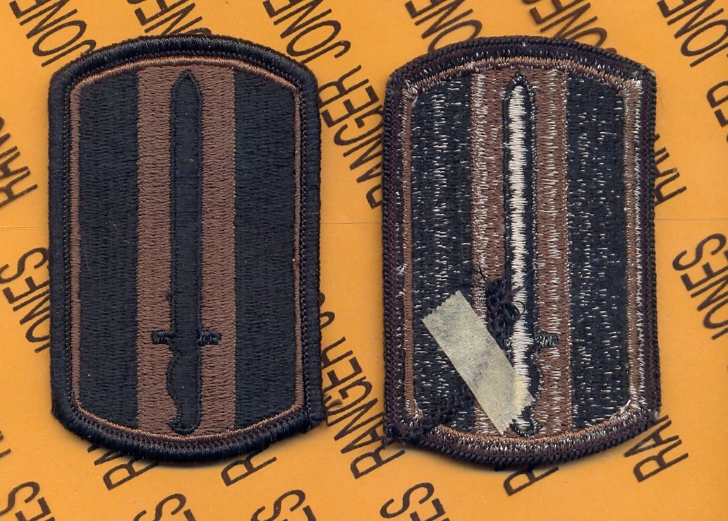 US Army 193rd Infantry Brigade OD Green & Black BDU shoulder patch m/e