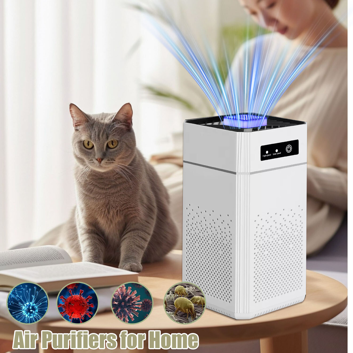 Home True HEPA Air Purifier Large Room Air Cleaner for Allergies Smoker Pet Dust