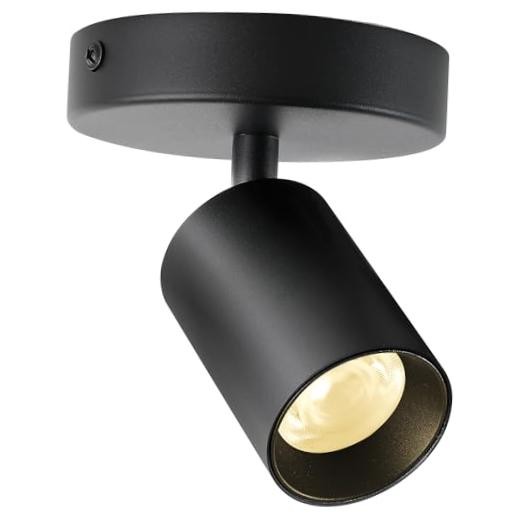 Black Surface Mounted LED Ceiling Spotlight Directional 1 Pack White-Warm Black
