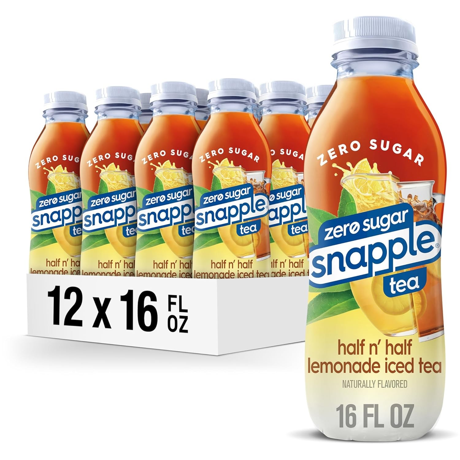 Snapple Zero Sugar Half 'n Tea, 16 fl oz recycled 16 Fl Oz (Pack of 12)