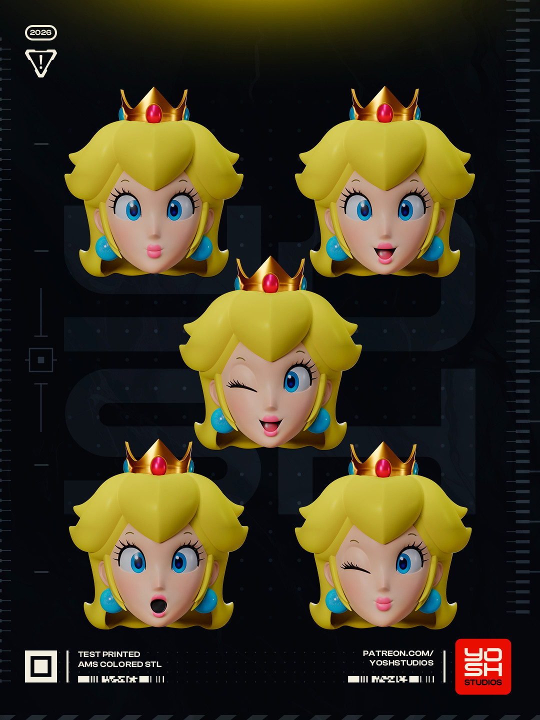 Princess Peach Mask 3D Printed N Color
