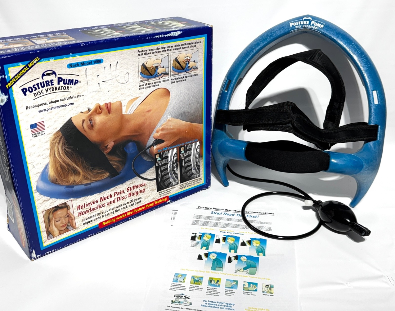 Posture Pump Neck Exerciser Professional Model 1000 with Head & Chin Strap