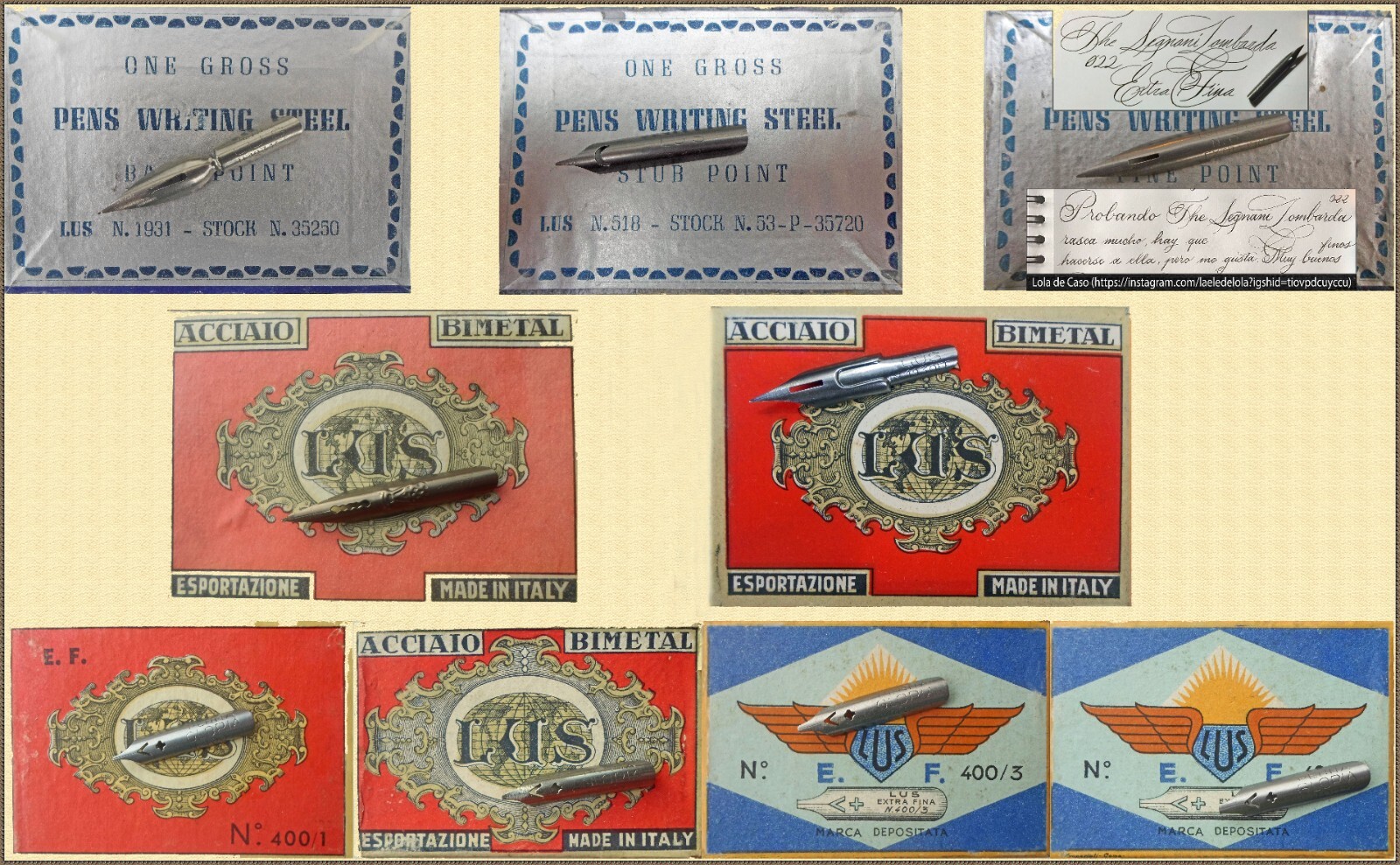 12 vintage LUS nibs no.022, 1930, 1931, 1937, 400/1, 400/2, 400/3, 400/4, 518