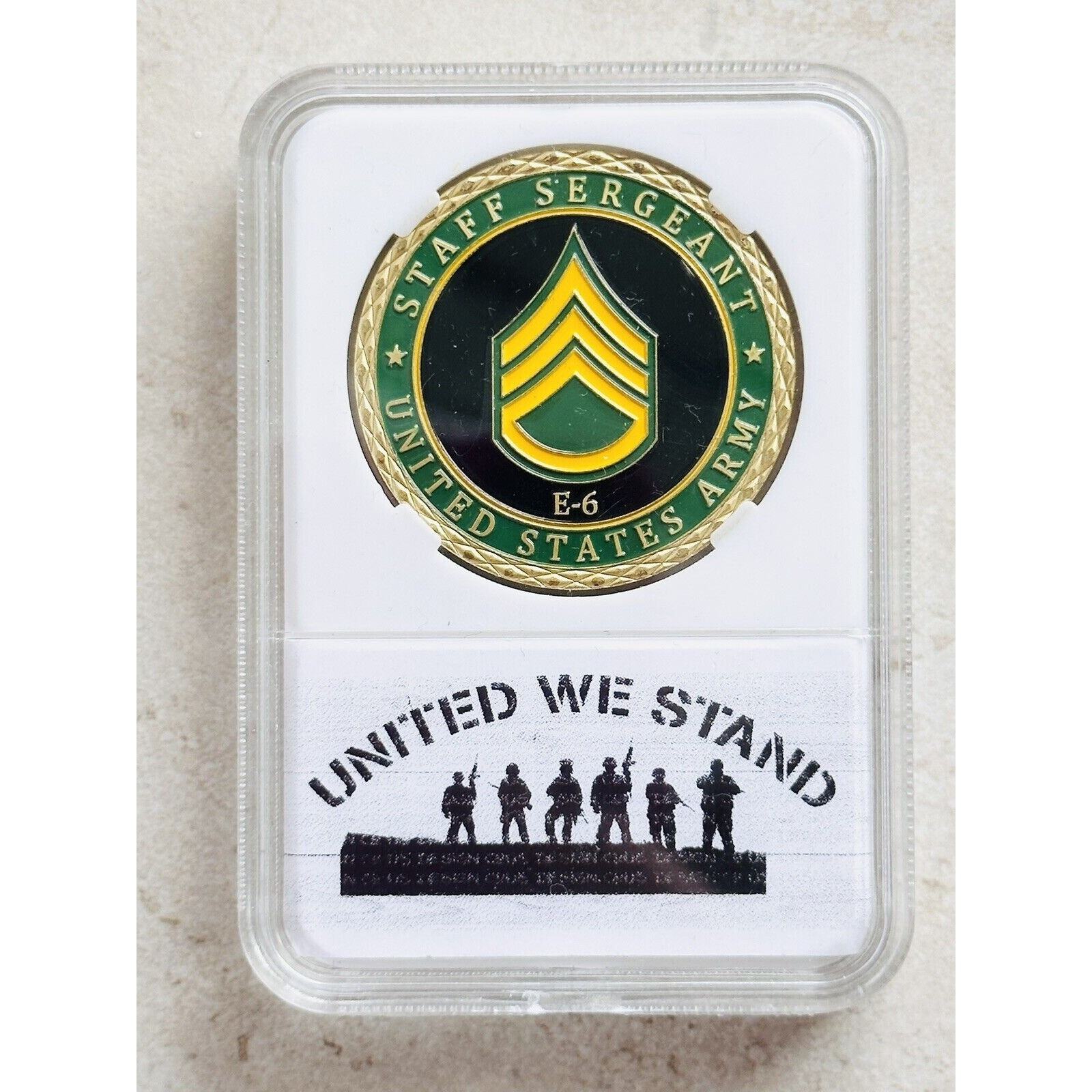 US Army Staff Sergeant E6 Challenge Coin With Case United We Stand