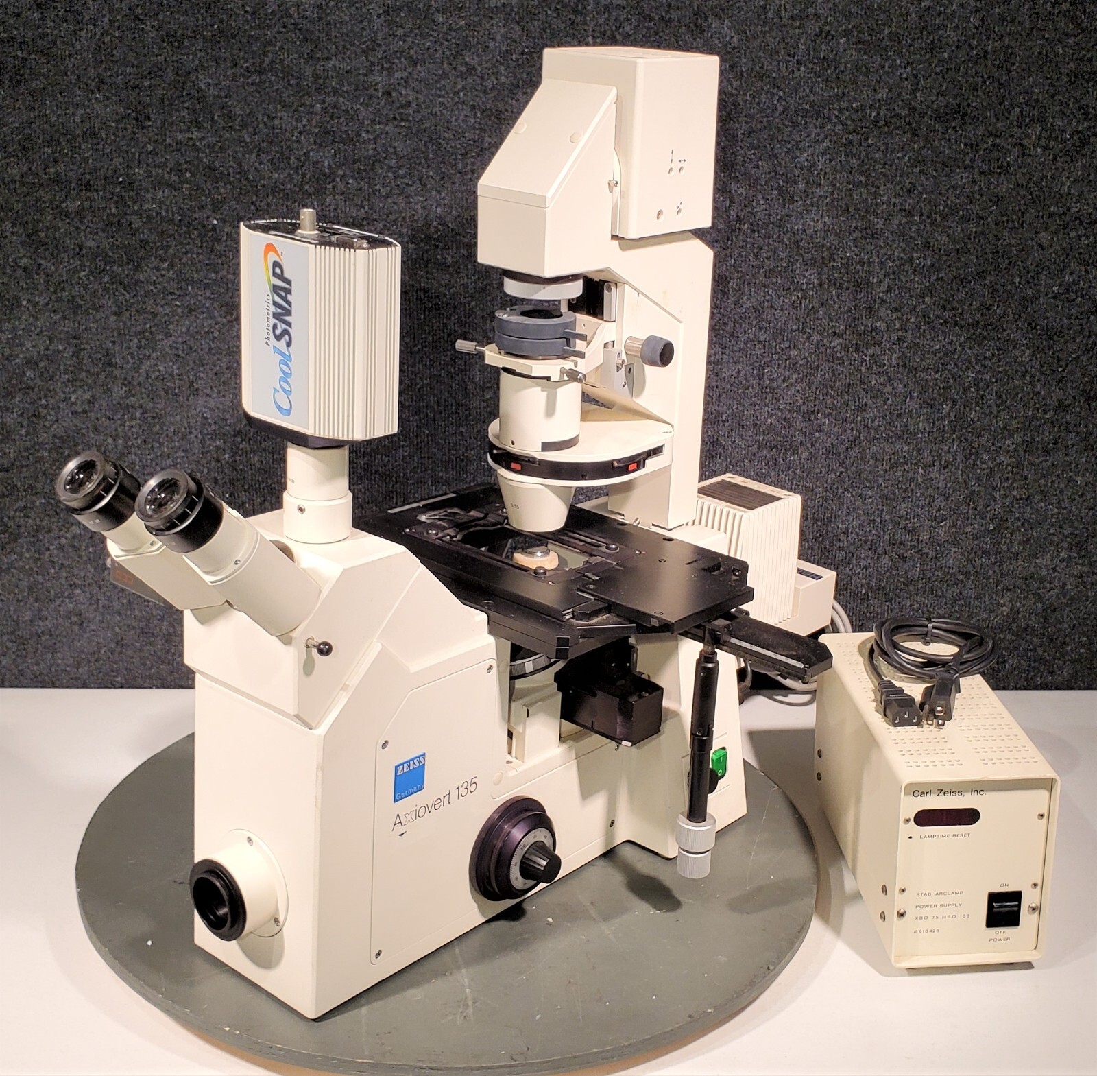 Zeiss Axiovert 135 Inverted Phase Contrast Microscope w/ Arclamp power supply