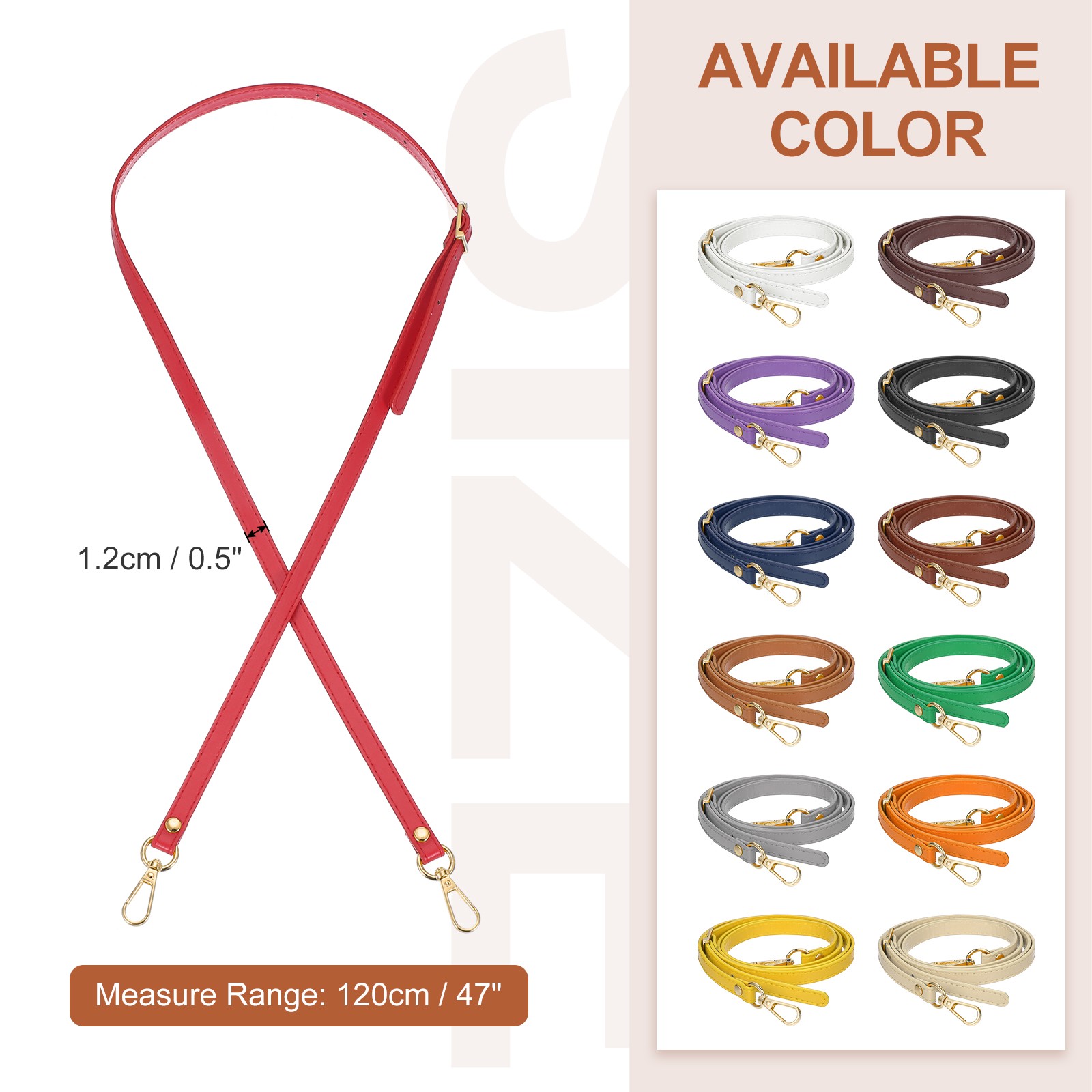 47" Adjustable PU Leather Purse Strap with Gold Hardware Red