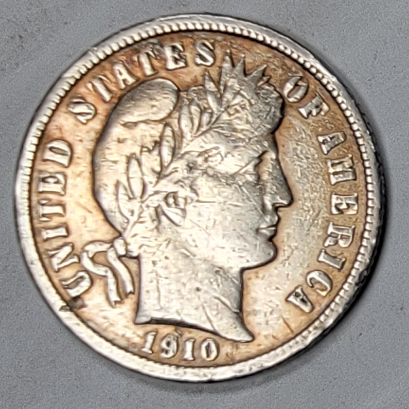1910-D 10¢ Liberty Head - Barber Dime - Circulated - Wear & Chatter