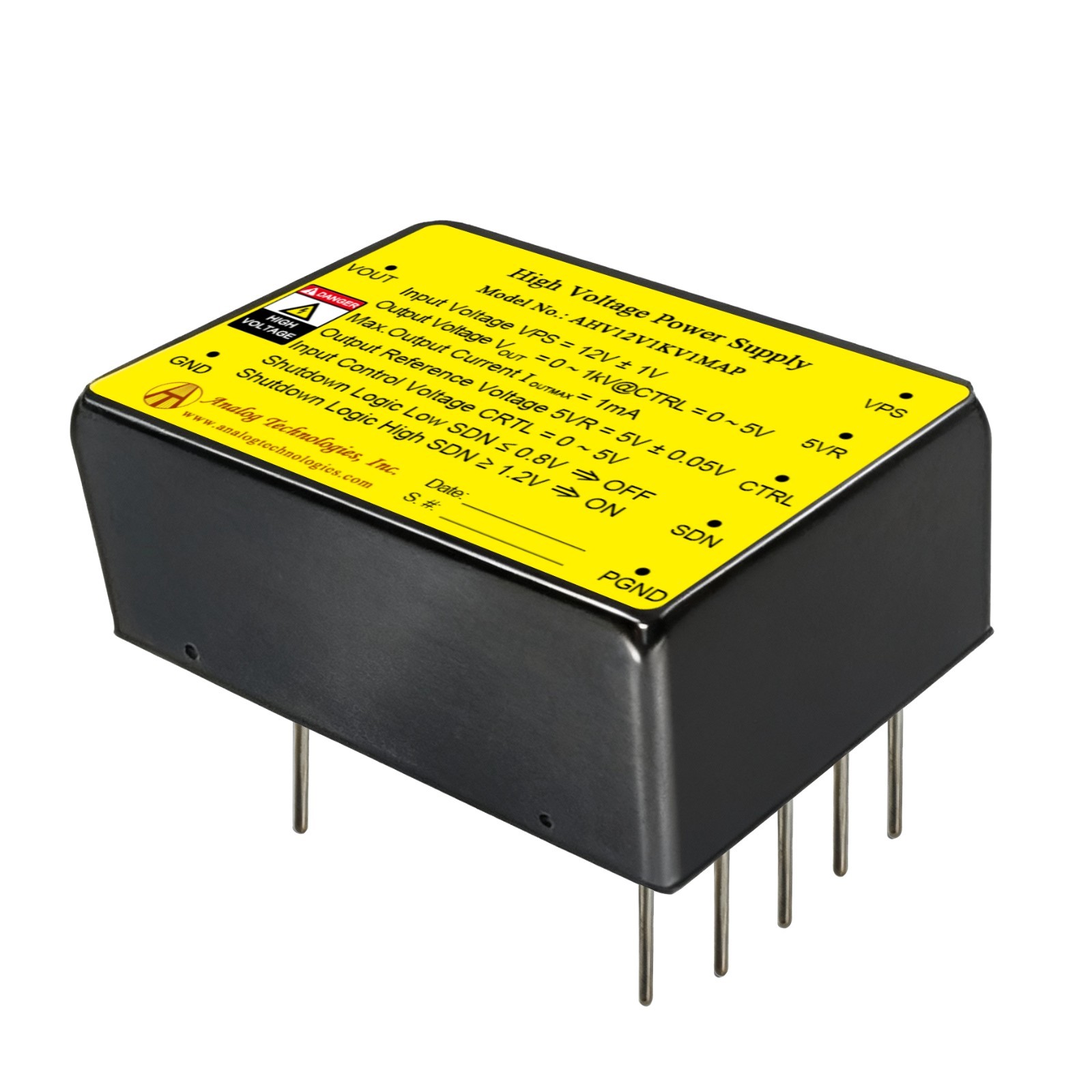 AHV12V1KVR5MAP DIP Package High Voltage Power Supply 12V Input 1KV 0.5mA Output