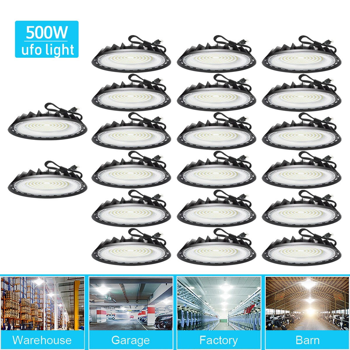 20Pcs UFO Led High Bay Light 500W Commercial Industrial Factory Led Shop Light
