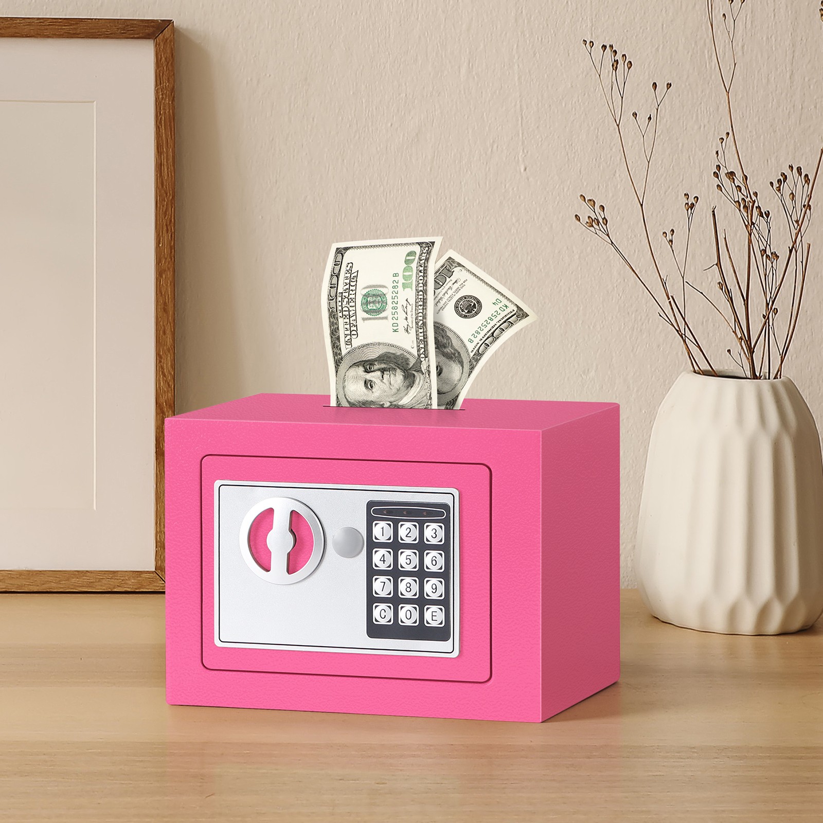 Money Safe Box Steel Security Safe Lock Box w/Electronic Keypad Money Storage