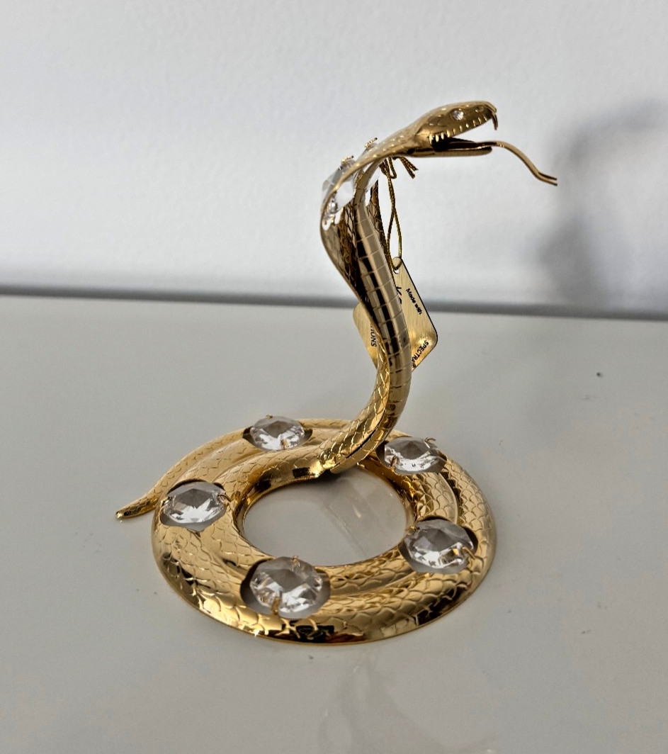 Snake figurine 24k gold plated with swarowsky elements