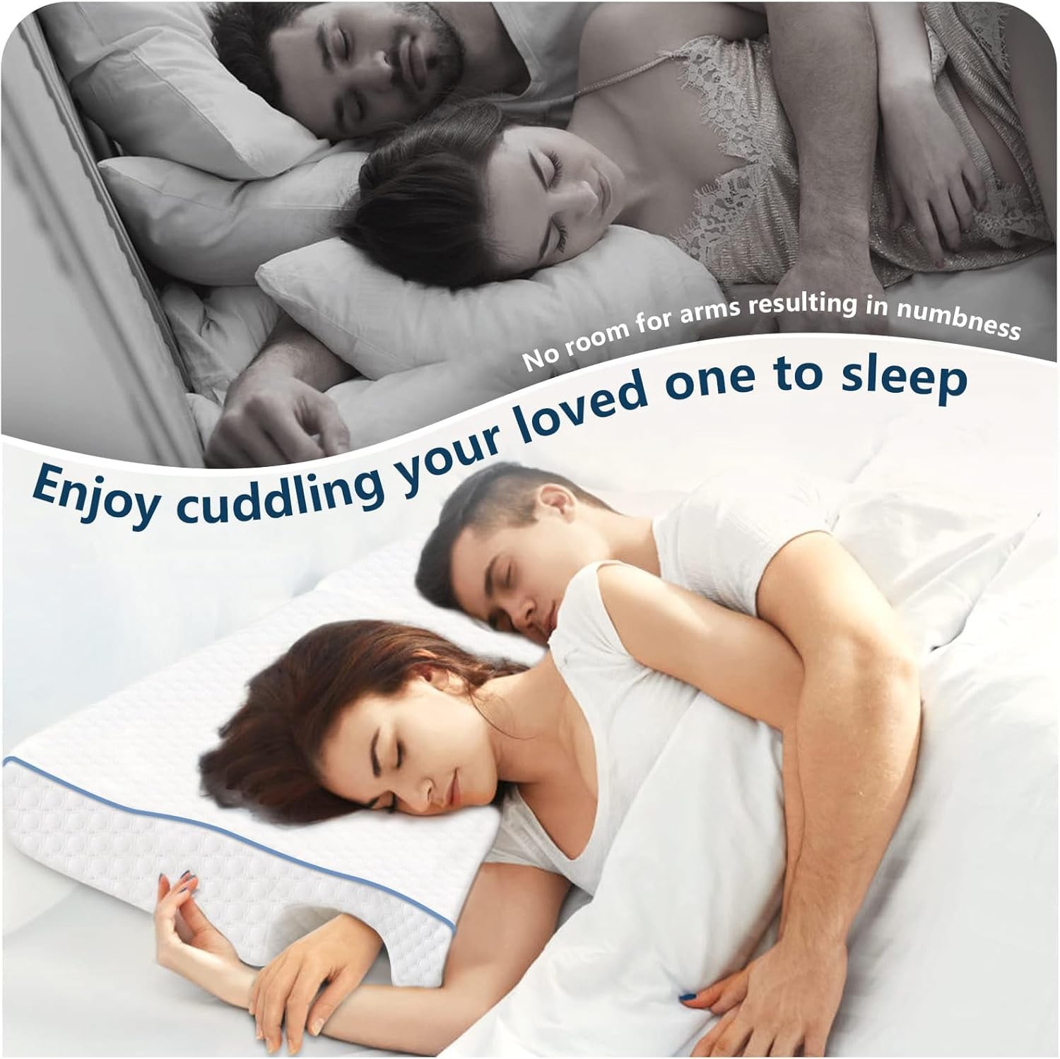 Arched Memory Foam Cuddle Pillow for Couples, Ergonomic Neck & Shoulder Support