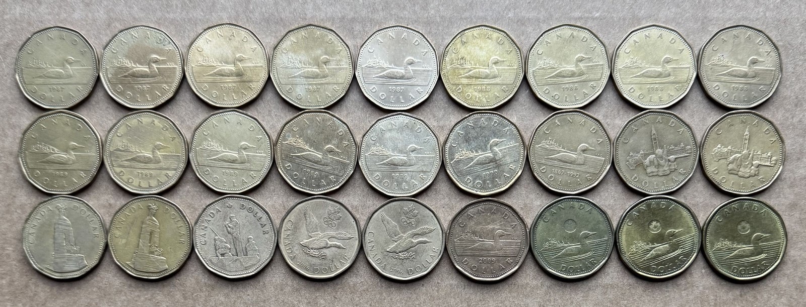 27 PC LOT CANADA DOLLARS 1987 to 2016 ELIZABETH II MANY KM#s SOME UNCIRCULATED