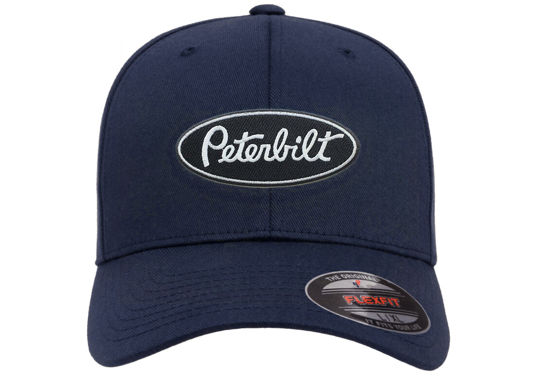 PETERBILT TRUCK BLACK Embroidered Patch CURVED or FLAT BILL FLEXFIT HAT