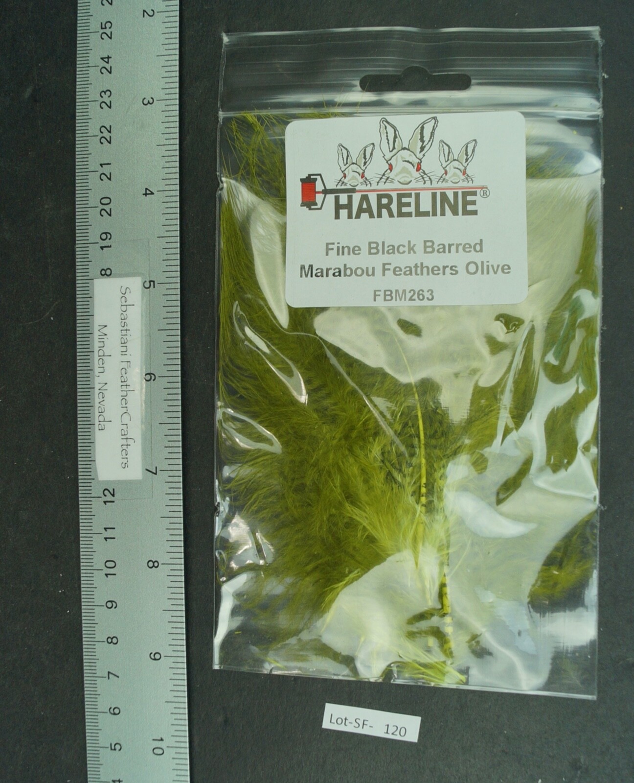 One Pack Hareline Olive Fine Black Barred Marabou Feathers Lot-SF 120
