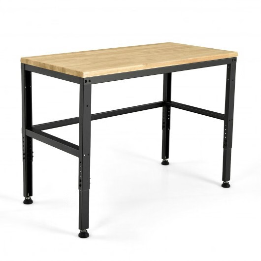 48 Inch Adjustable Work Bench with Power Outlets-Natural - Color: Natural