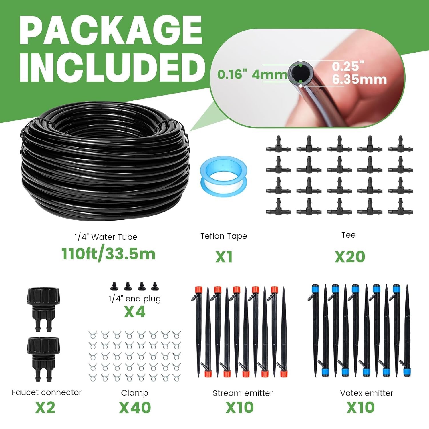 Customizable 110ft Garden Drip System for Efficient Plant Care & Hydration