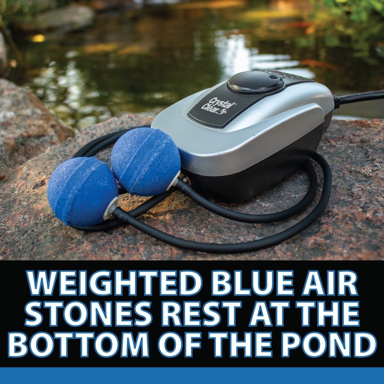 PondAir 2 Aeration System - Improves Water Clarity with Optional Faux Rock Cover
