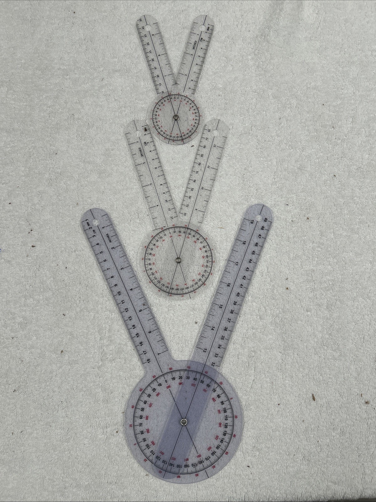 Goniometer Set 3 Pieces Physical Therapy Transparent Orthopedic Angle Ruler