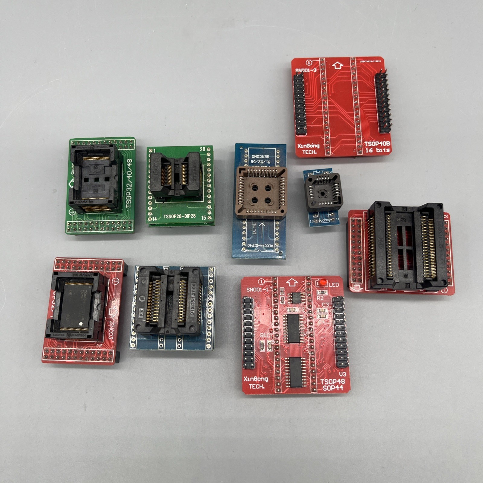 9 Universal IC Programmer Adapters TSOP PLCC SOP TSSOP XinGong Tech TL866 XGecu
