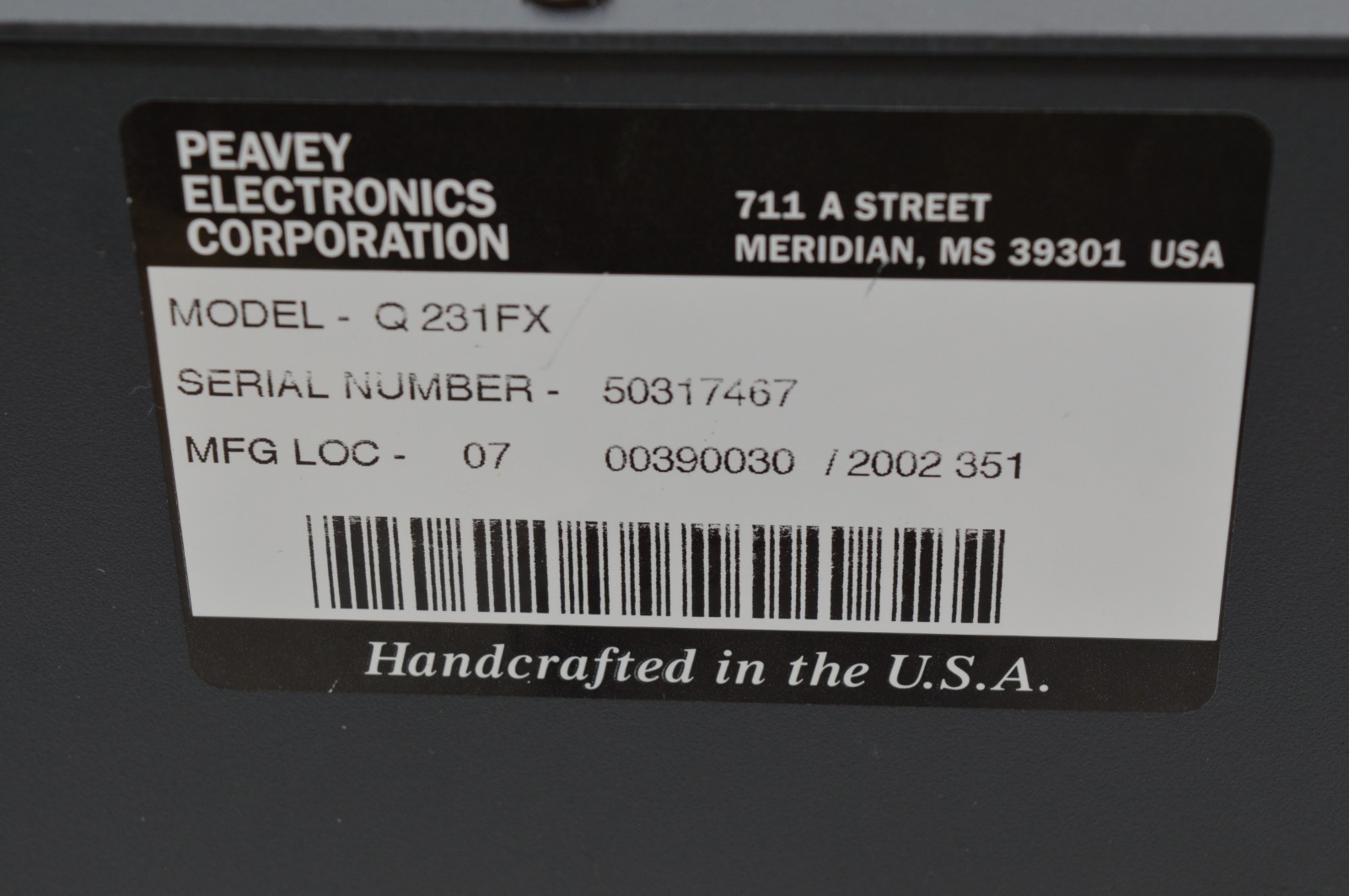 Peavey Q231FX Dual 31-Band Graphic Equalizer 7467