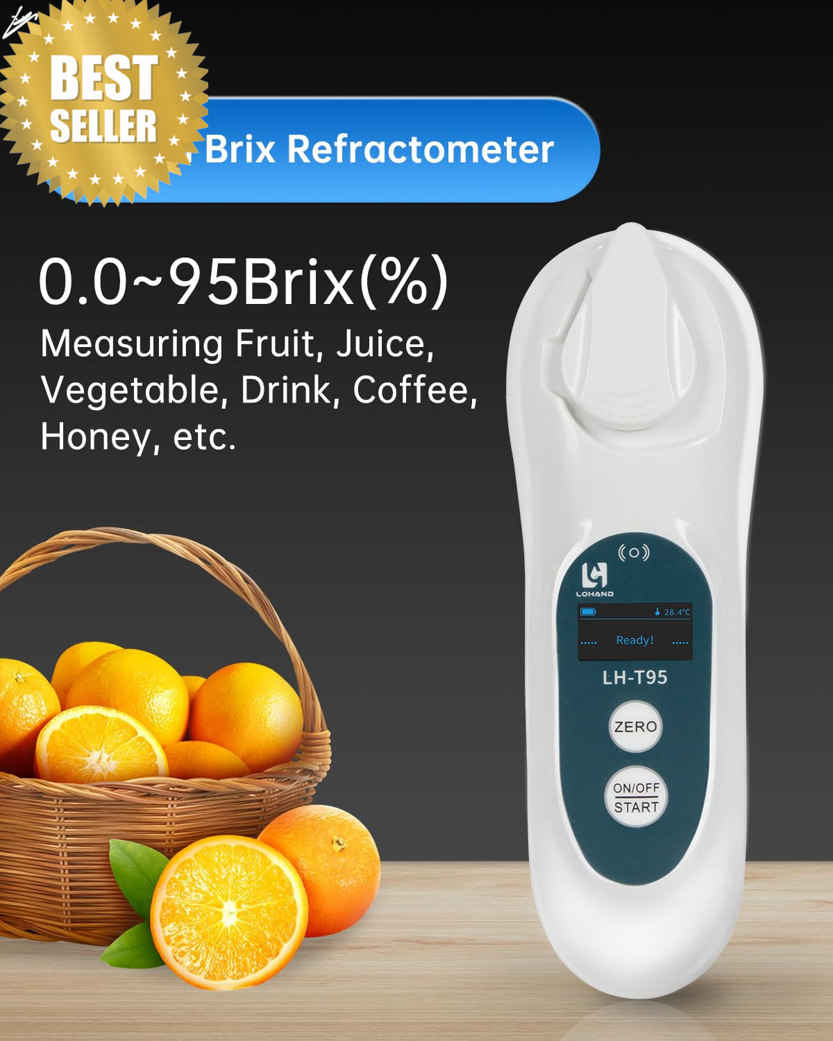 Digital Brix Refractometer 0-95% ATC Touchscreen RI Tester Honey Juice