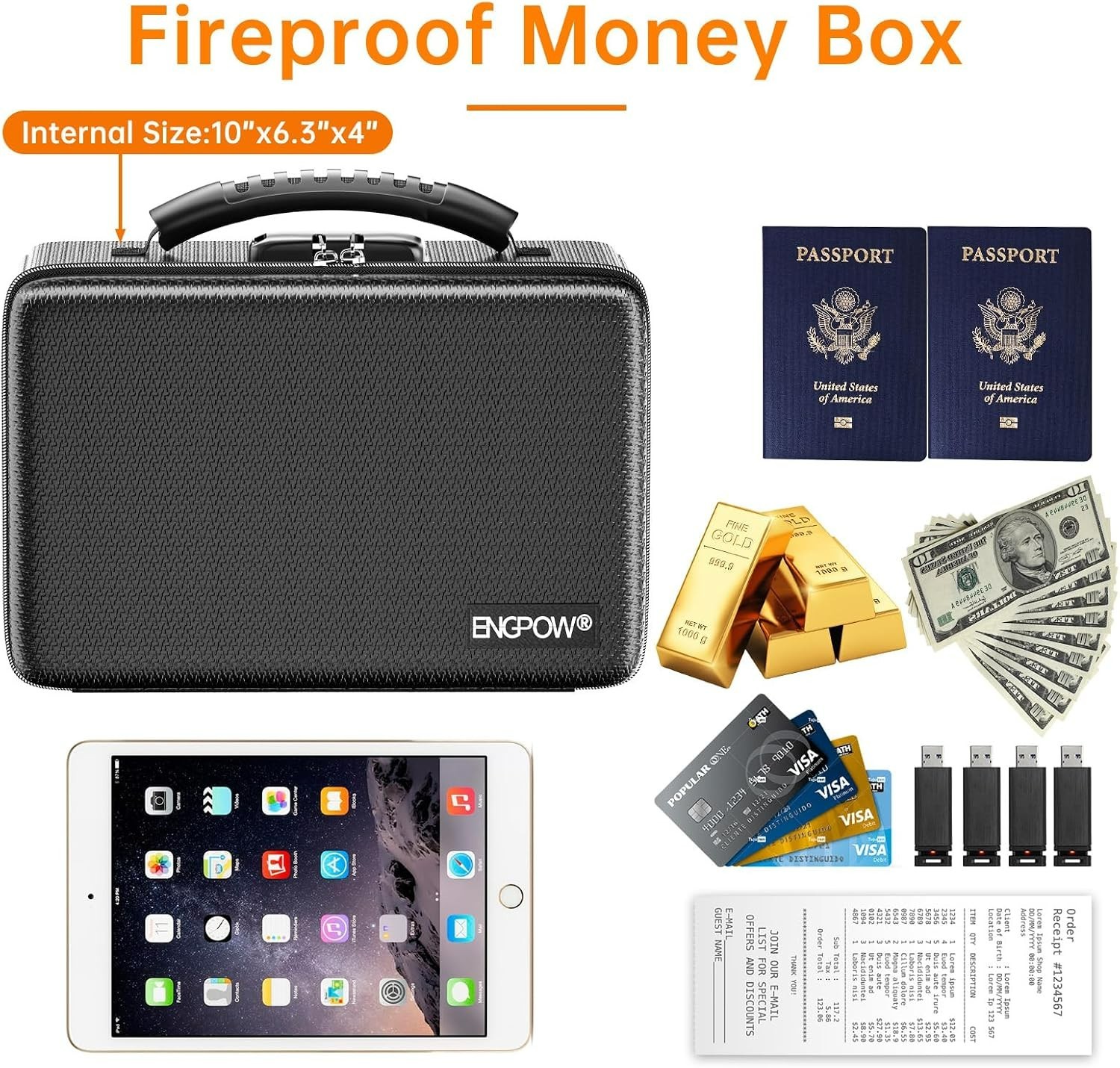 Innovative Fireproof Storage Box with Combination Lock - For A5 Documents & More